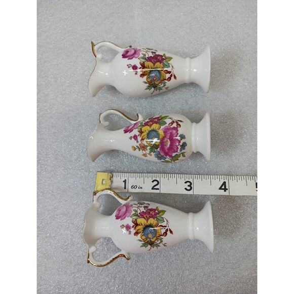 VTG Brinton Bone China Porcelain Floral Miniature Vases l Qty: 3 - Picture 10 of 10
